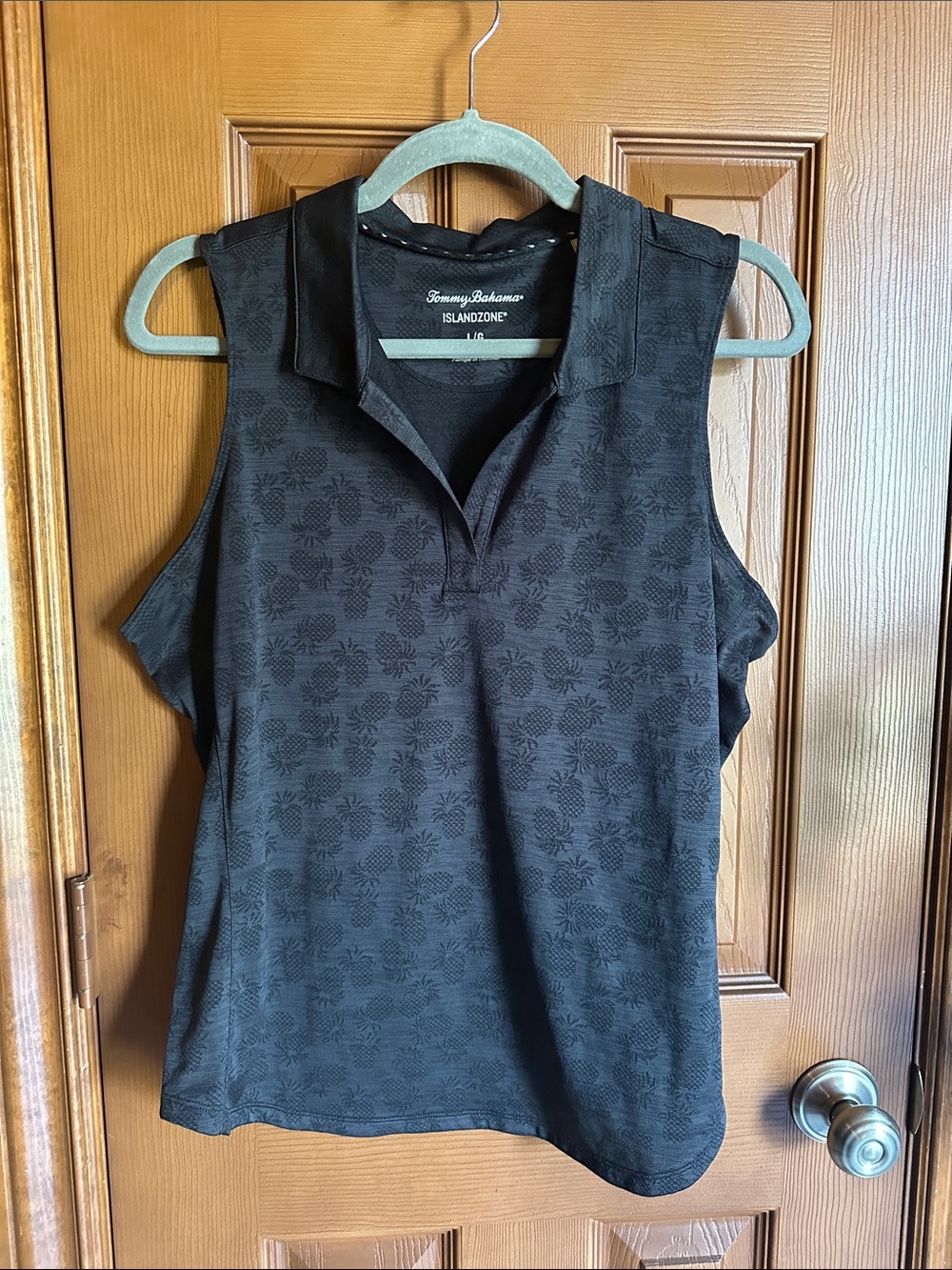 Women’s Tommy Bahama IslandZone Palm Coast Black Sleeveless Polo Top, sz Large